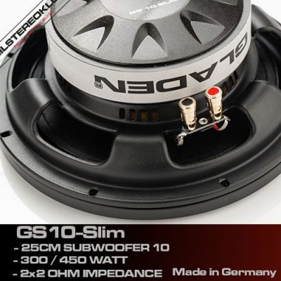 Nærbillede af Gladen Audio GS10-Slim ALLROUND subwoofer
