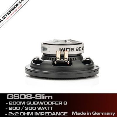 Gladen Audio GS08-Slim ALLROUND subwoofer side profile