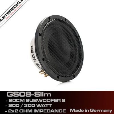 Gladen Audio GS08-Slim ALLROUND subwoofer with protective grille