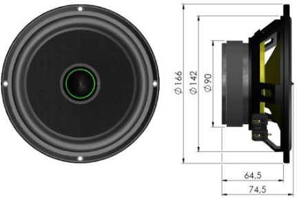 SOaudio SO165X fysiske mål og monteringsdybde