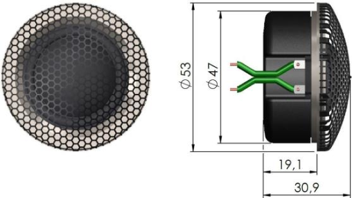 SOaudio SO29X diskant fysiske mål og monteringsdybde