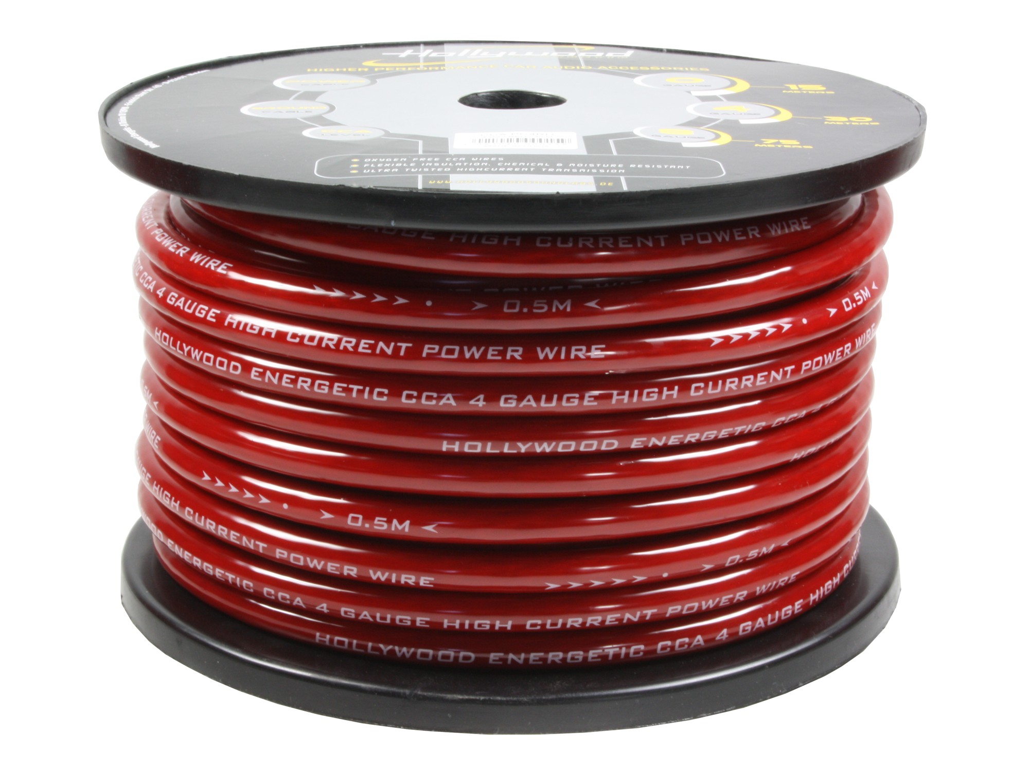 HOLLYWOOD CCA PCR 4 - 30m rulle CCA strømkabel - 21,4mm² rød