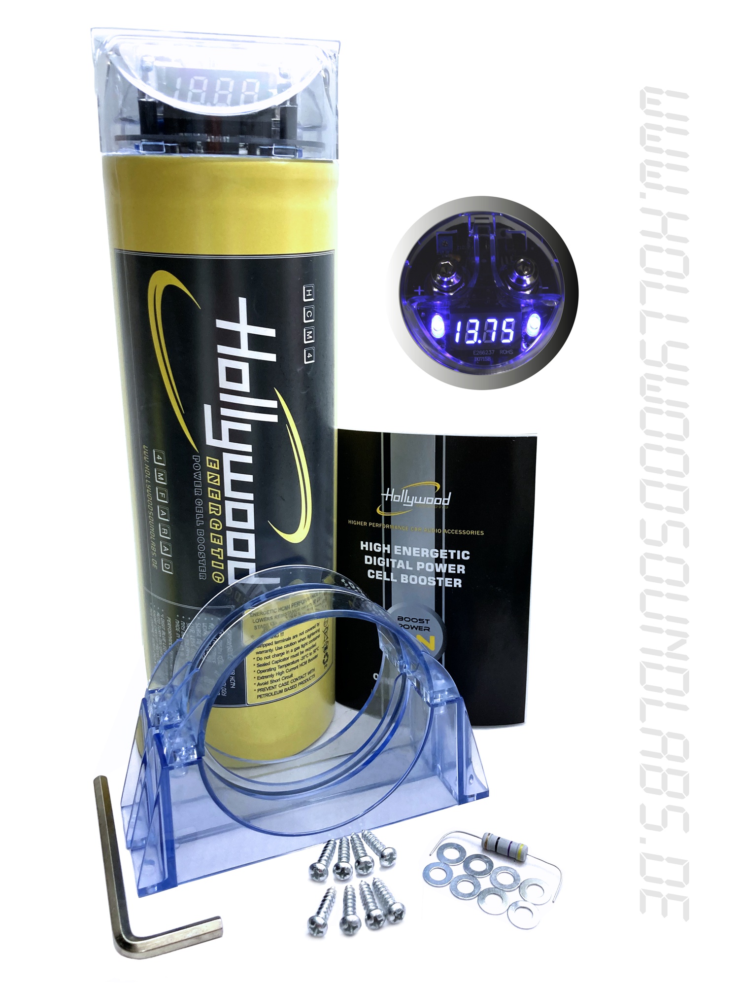 HOLLYWOOD HCM 4 - 4F HDFT kondensator til bilstereo - 1800 watt