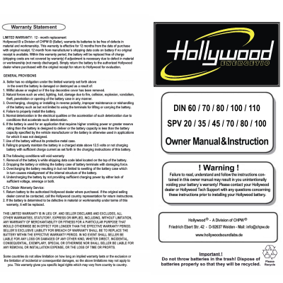 HOLLYWOOD SPV 20 – 20 Ah AGM-ekstrabatteri